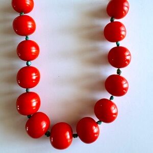 Necklace, Very chunky, 1” Orange Beads separated by Tiny Bits of turquoise. NWT